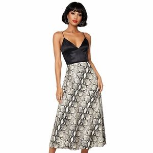 525 AMERICA Snakeskin Animal Print Silk Satin Maxi Skirt